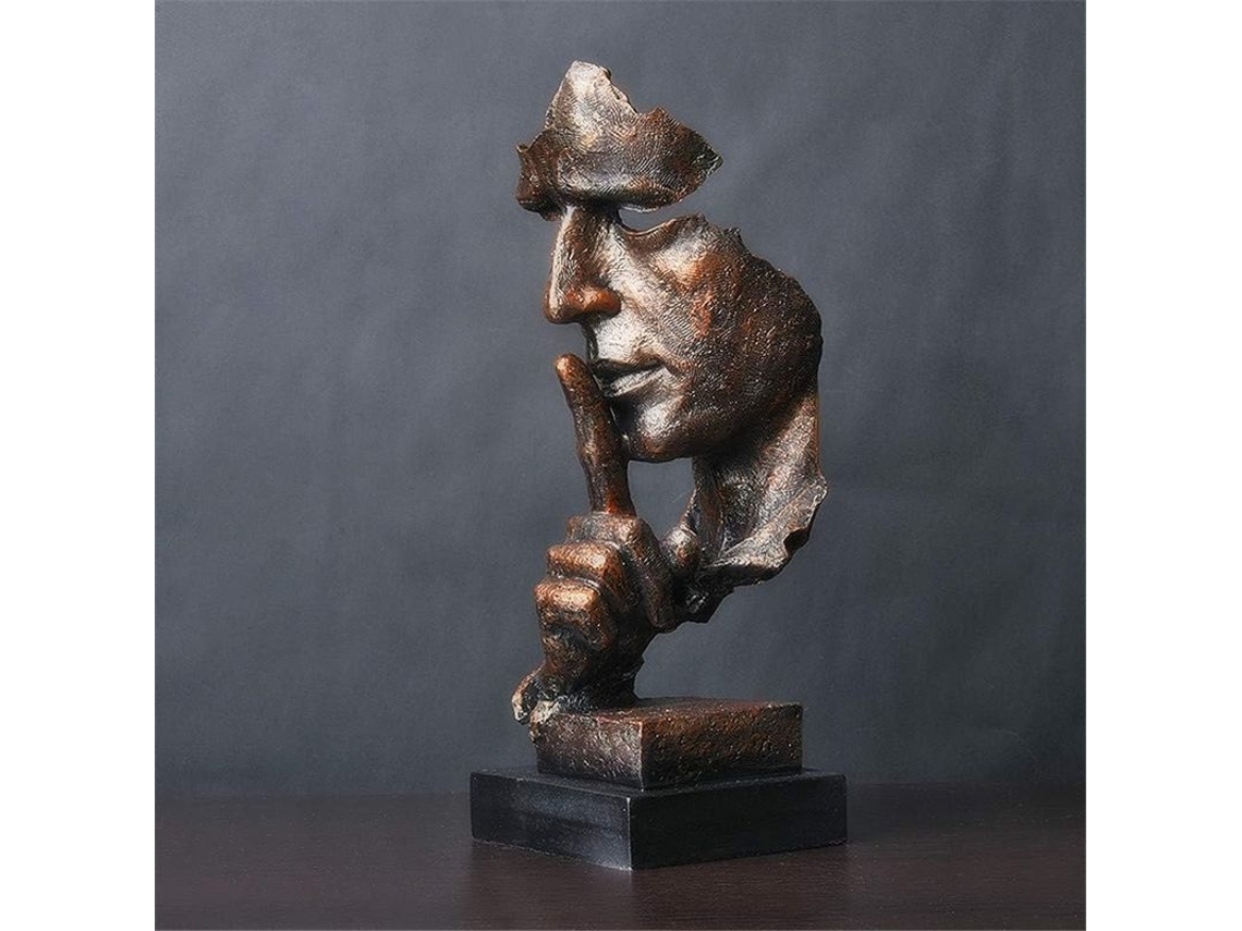 Silencio É Uma Estátua Criativa Dourada, Artesanato Moderno Simples, Escultura Decorativa Abstrata Para Casa E Escritório
