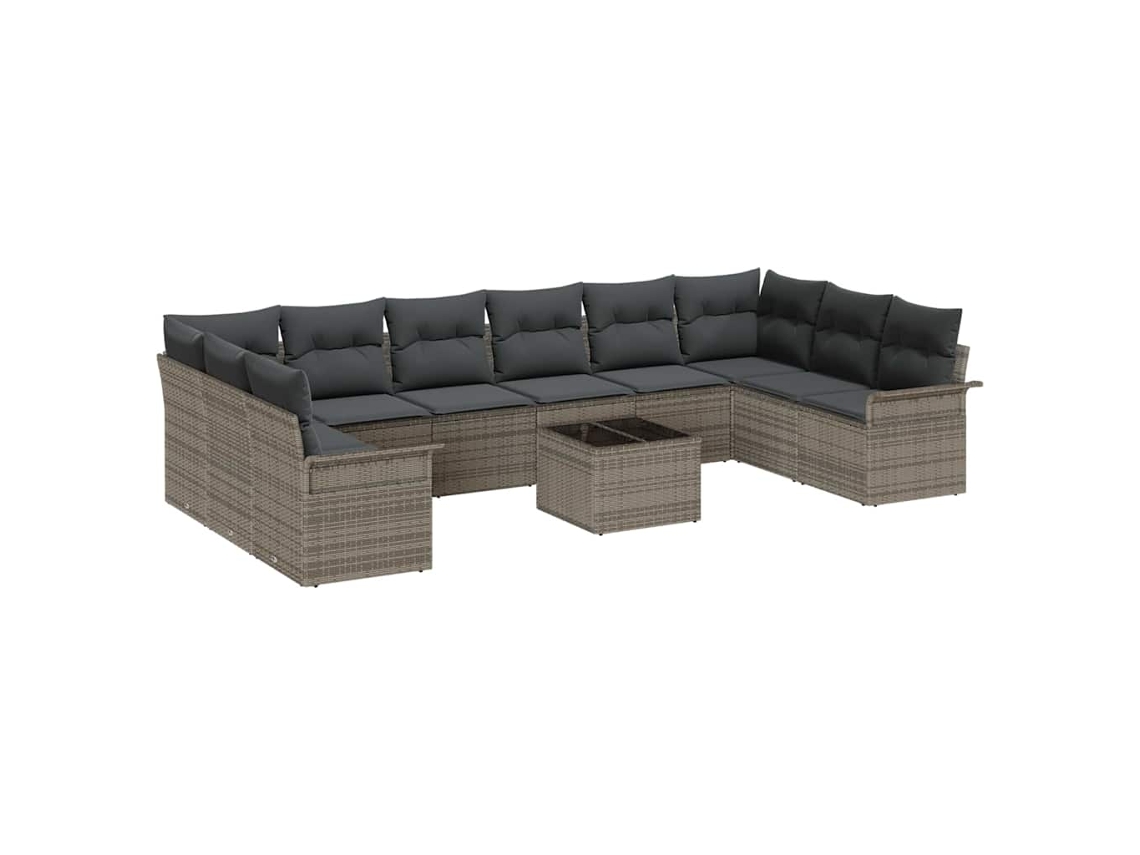 Conjunto de sofá de jardim 11 peças Preto Vime Pe MAISON EXCLUSIVE