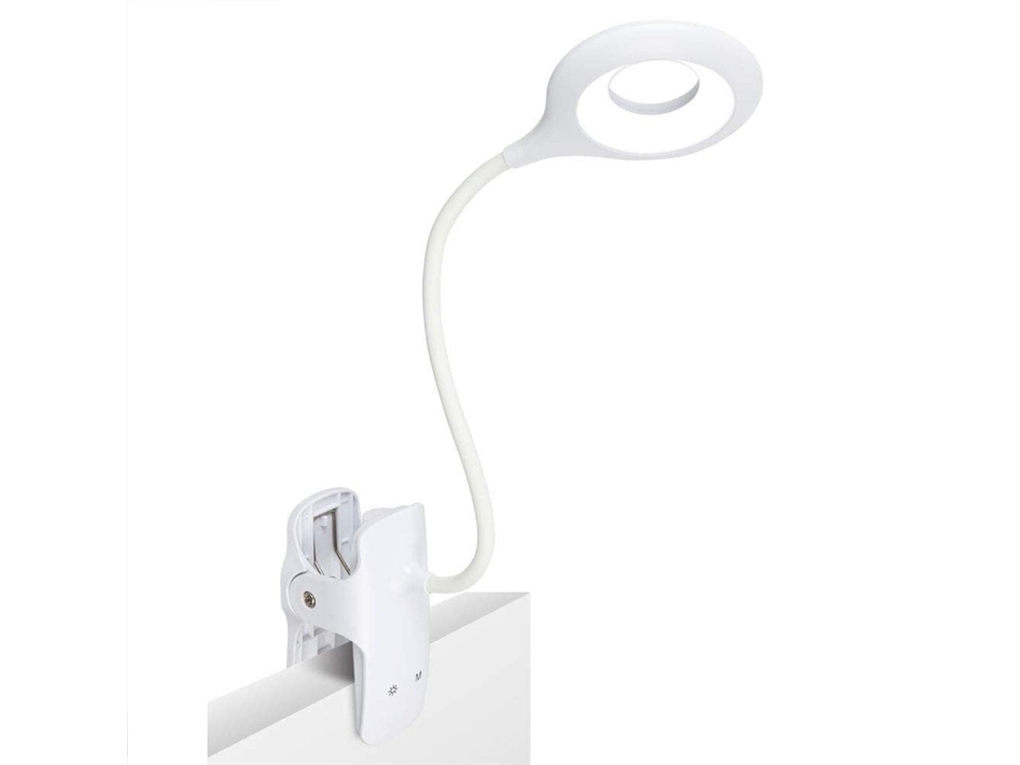 Luminária de Mesa Led Recarregável com Controles Sensíveis Ao Toque, Clipe Portátil e Interface Usb. MDUG (branca)