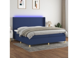 Vidaxl Cama Box Spring C/ Colchão E Led 200x200 Cm Tecido Azul