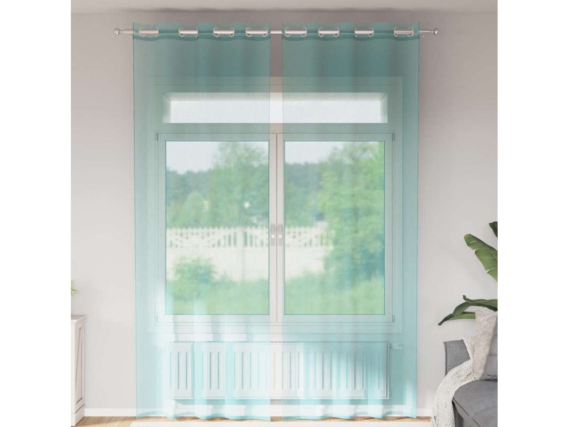 Vidaxl Cortinas De Voile Com Ilhós 2 Pcs Turquesa