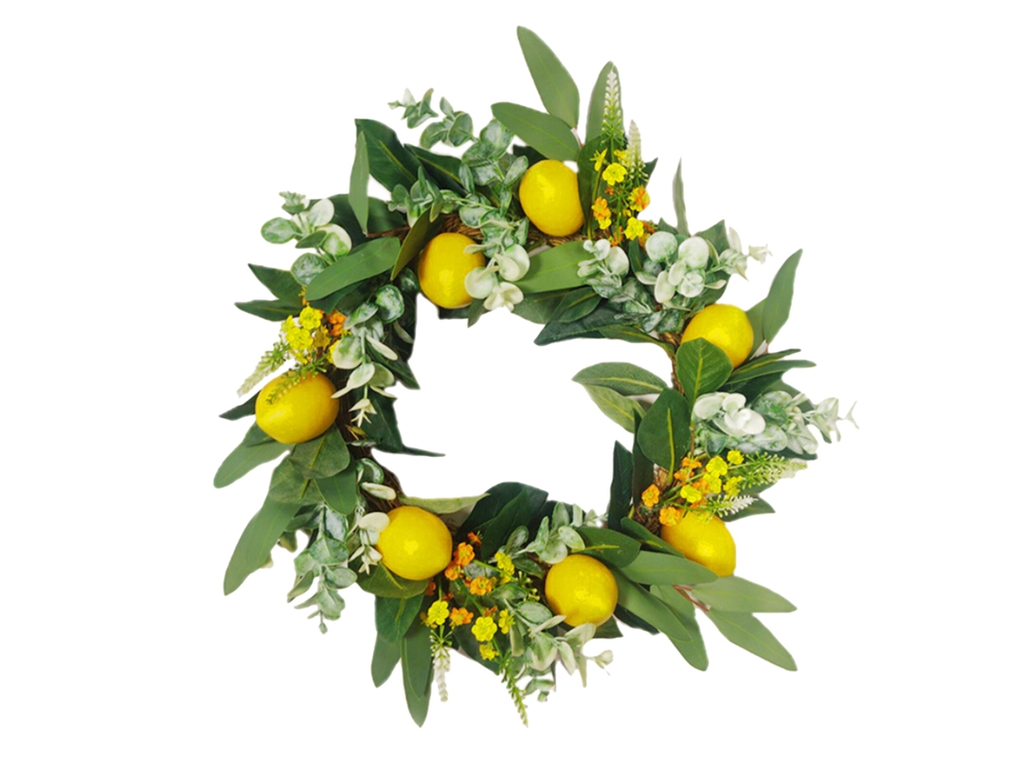 Coroa de memória primavera limão, diâmetro 42cm, estrutura de câmbio e tecido de seda LAXISCREED