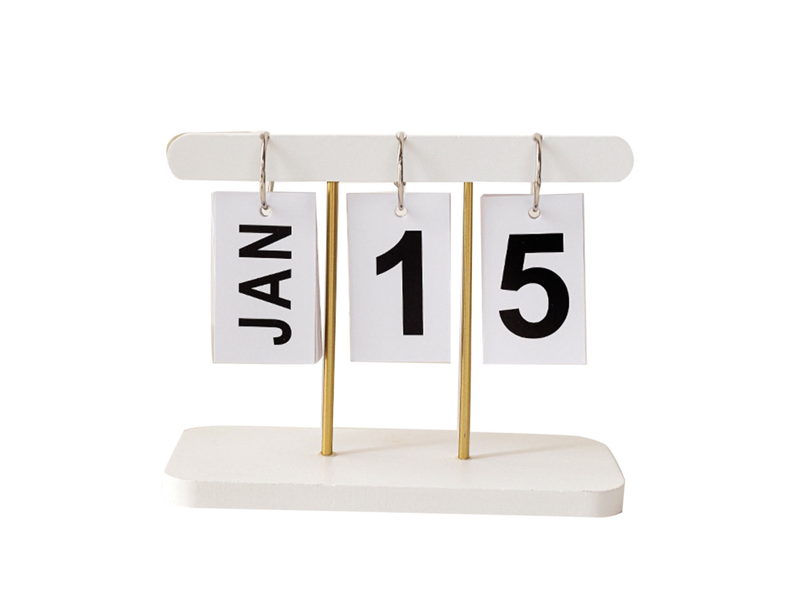 Calendário flip de mesa em madeira perpétuo reutilizável | S/MARCA