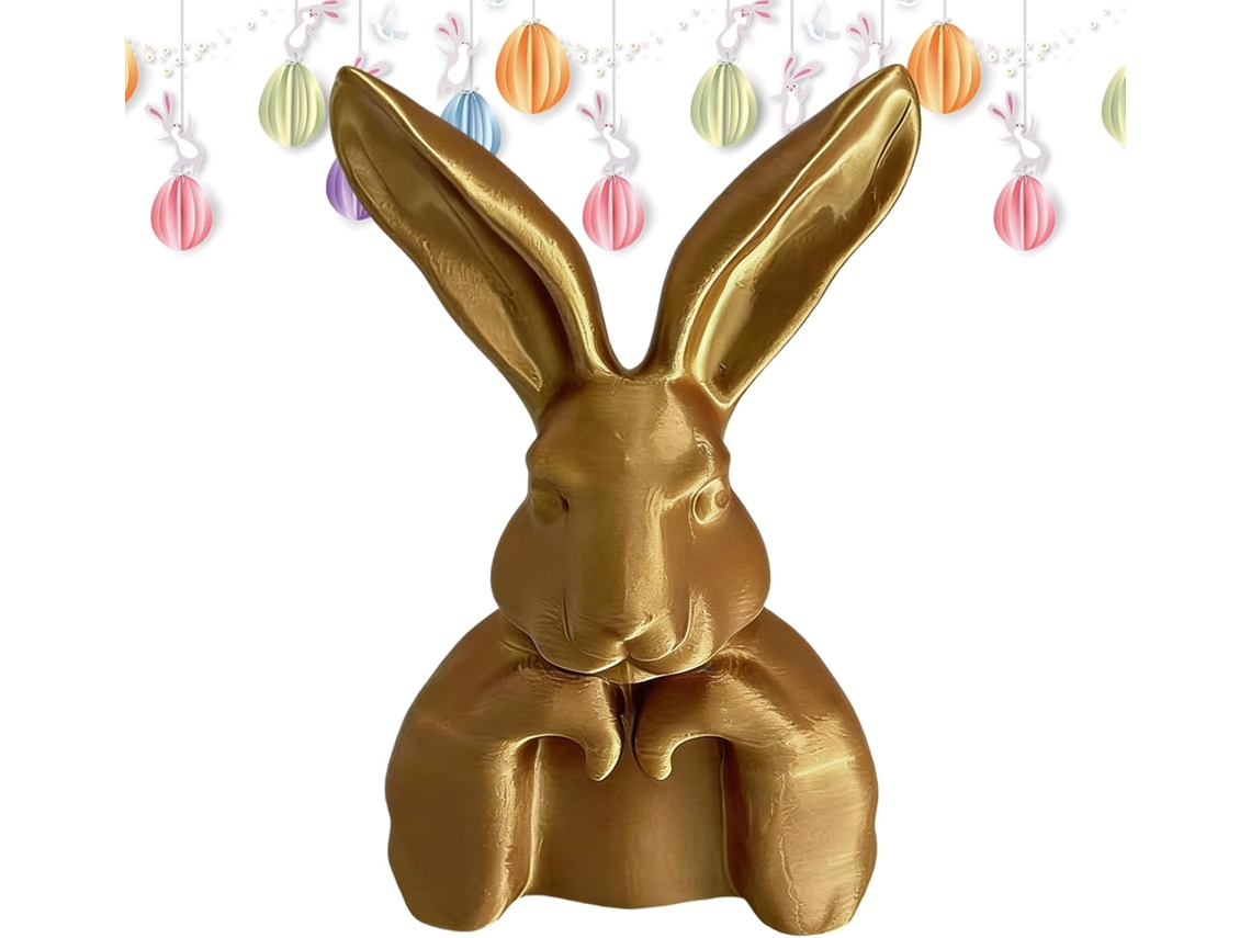Coelhos Decorativos Escultura Coelho Dourado Impressa 3d Decoração Primavera Estar Lareira Escritório Sala GOKOCO