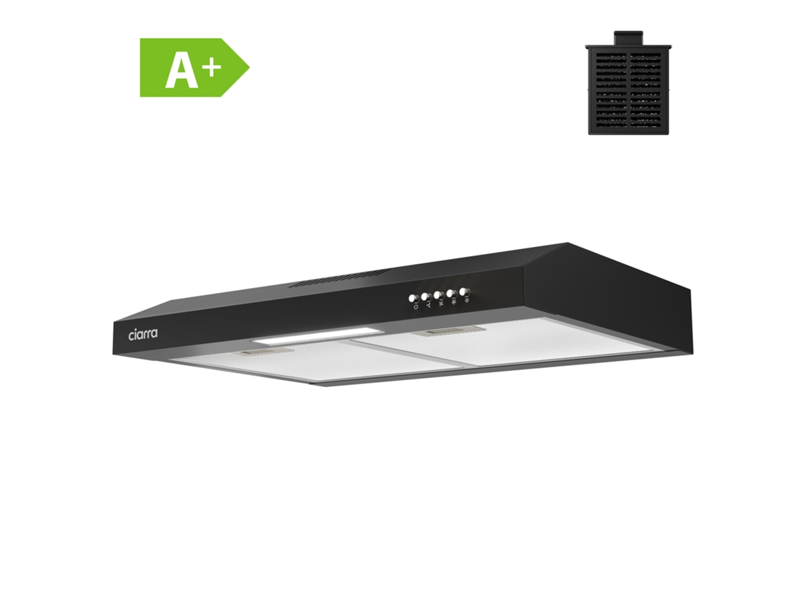 Exaustor Ciarra De Armário 60cm 220m³/h Recirculação Com Filtros De Carvão 3 Modos Preto Cd6903db