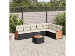 Vidaxl 8 Pcs Conjunto Sofás de Jardim com Almofadões Vime Pe Preto