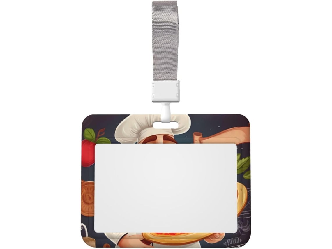 Suporte para crachá pizza chef com cordão, suporte vertical para crachá de plástico à prova d água, suporte protetor para crachá