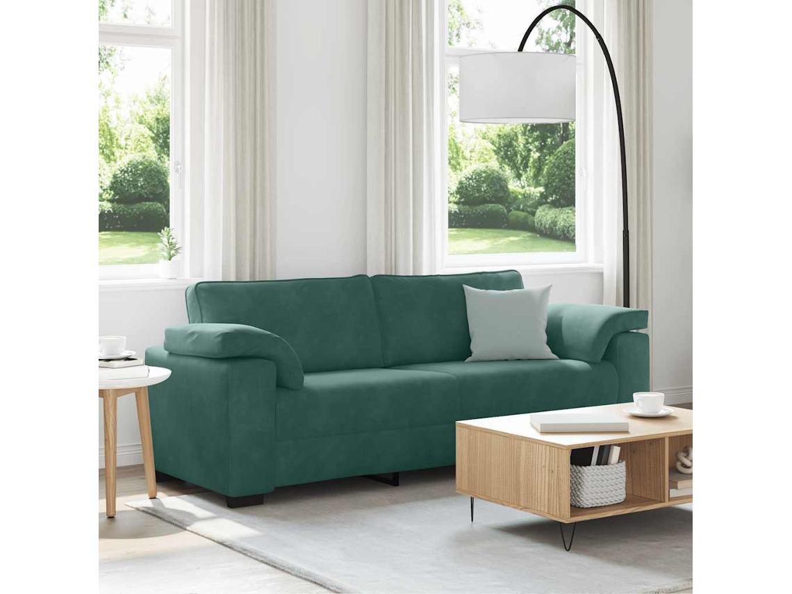 Sofá De 3 Lugares | Sofá Da Sala | Sofá De Relaxamento 178 Cm Veludo Verde Escuro Wsd680578 Lovely Home