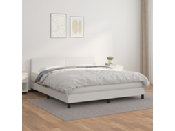 Vidaxl Cama Com Molas/colchão 160x200 Cm Couro Artificial Branco