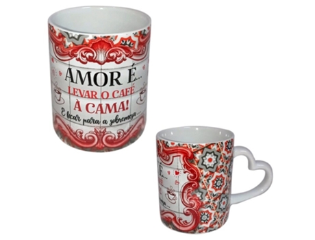 Caneca com Alça Coração Love É... Cerâmica DUPLA
