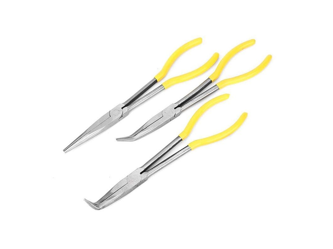 3pcs Alicates De Ponta Longa De Aço Carbono Com Pontas Retas E Anguladas 45°/90° Para Eletricistas E Artesanato 11 Polegadas