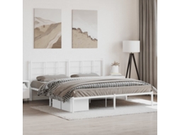 Vidaxl Estrutura De Cama Com Cabeceira 193x203 Cm Metal Branco