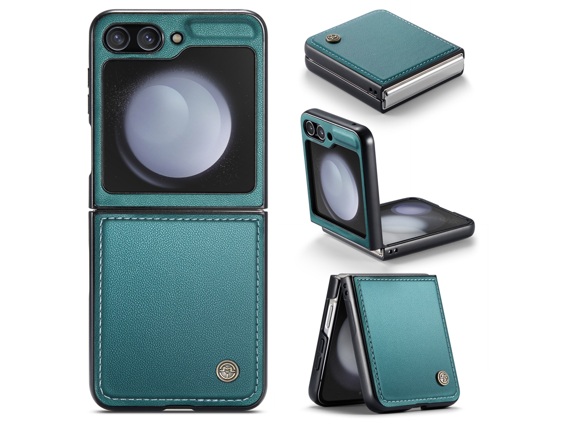 Nova Capa Dobrável Para Celular Em Couro Sintético Com Proteção Antirroubo.verde - Samsung Z Flip6