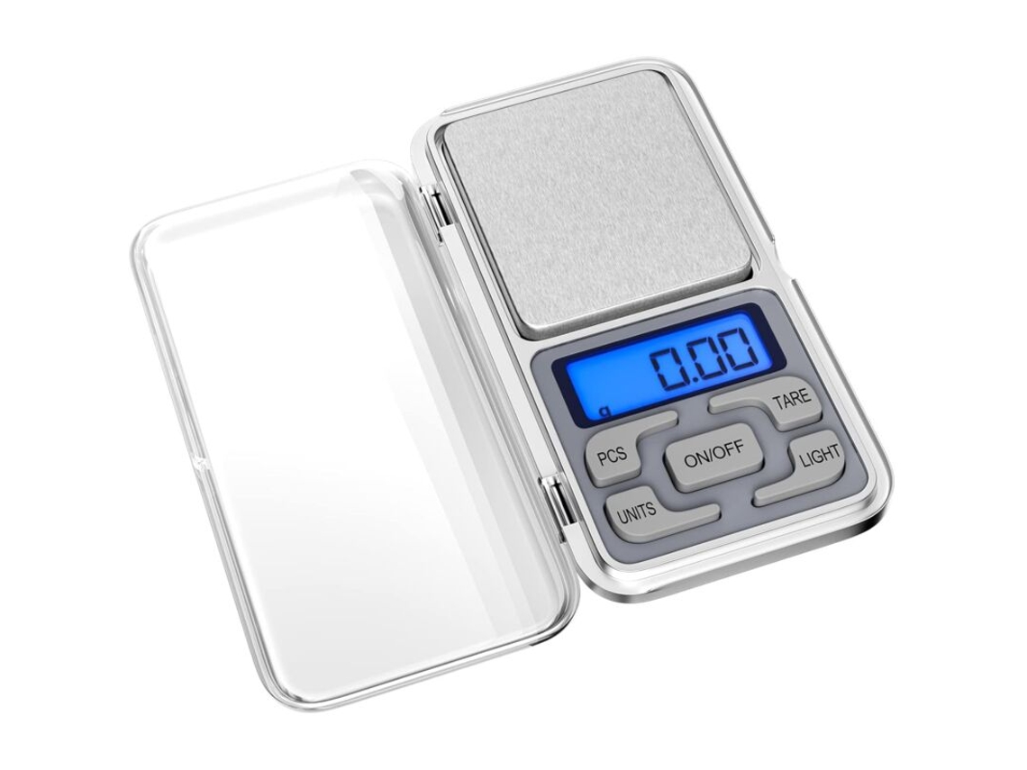 Balança de precisão de 0,01g a 500g, mini, visor LCD