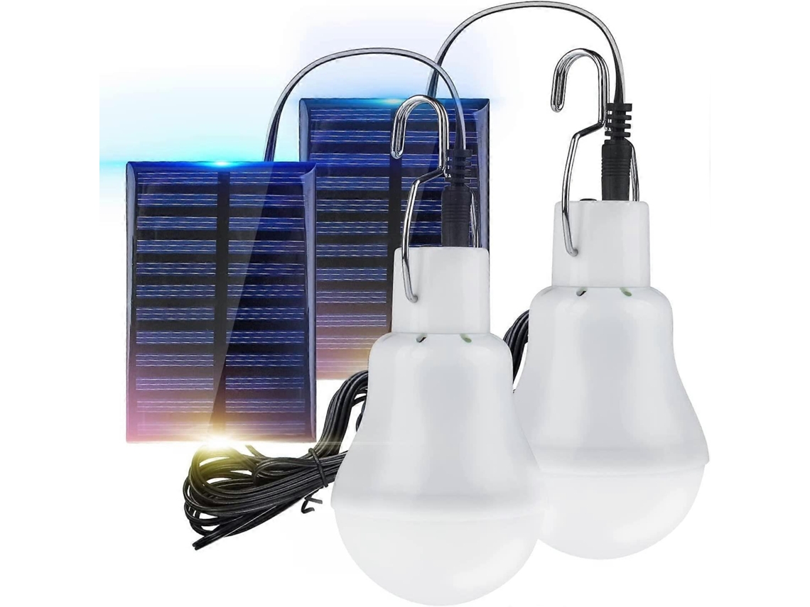Rebe 2 Lanternas Solares Portáteis para Camping, Lâmpadas Led de Emergência Recarregáveis com Painel Solar