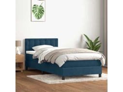 Vidaxl Cama Com Molas/colchão 80x220 Cm Veludo Azul-escuro