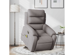 Vidaxl Poltrona Elevatória De Massagens Tecido Cinzento-acastanhado