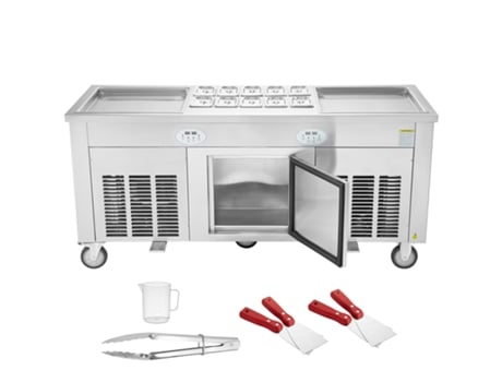 Máquina De Fazer Gelado Frito Succebuy De 17,7 X 17,7 Polegadas Com 2 Tabuleiros