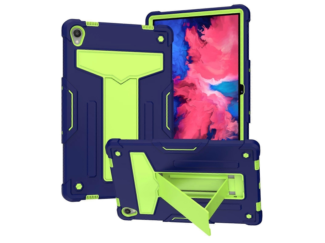Capa Protetora Plana De Pc + Silicone Com Suporte Em Formato De T, Cor Contrastante E Resistente A Impactos, Para Lenovo Tab P11 (tab-j606f).