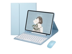Capa de Teclado Bluetooth para Ipad Mini5 com Tabuleiro para Caneta e Rato ,português, Azul Celeste XIAOMOYU