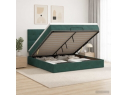 Vidaxl Cama Ottoman Com Colchão Verde-escuro 140 X 200 Cm Veludo