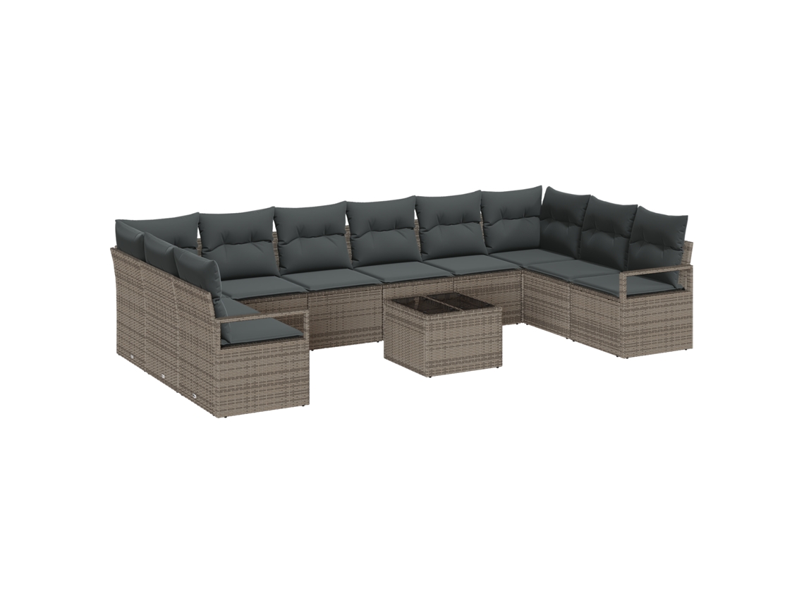 Conjunto 11 Conjunto De Móveis De Jardim Vidaxl Cinzento Vime Pe (344 X 177 X 85 Cm)