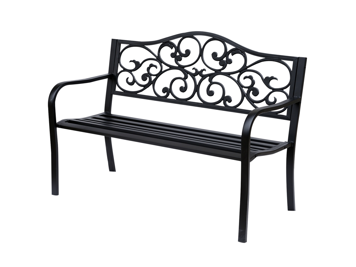 Banco De Preto Jardim Externo Aço Carga 240 Kg Para Varanda Do Terraço Pátio 127x60x89 Cm