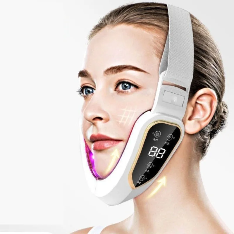 (branco) Aparelho De Microvibração Para Emagrecimento Facial Com Terapia De Luz Vermelha