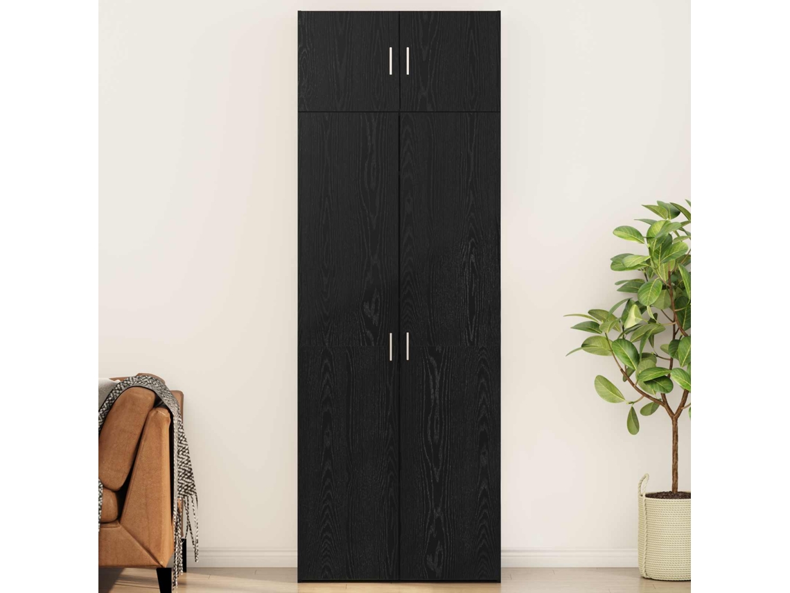 Vidaxl Armário De Arrumação 3 Unid. Carvalho Preto 80 X 42,5 X 225 Cm