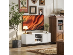 Móvel De Tv Compartimentos Abertos Sala Estar Televisores 55 Polegadas 2 Branco 120x35x48 Cm