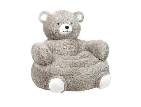 Pufe de pelúcia urso infantil cinza 45x45x45 cm