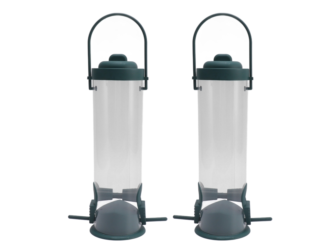 2 conjuntos comedouro tubular de plástico transparente para Pássaros com 2 vents e 2 portas S/MARCA