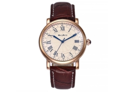 Reloj De Muñeca Analógico De Cuarzo Redondo Con Números Romanos De Moda Mcykcy (marrón Blanco)