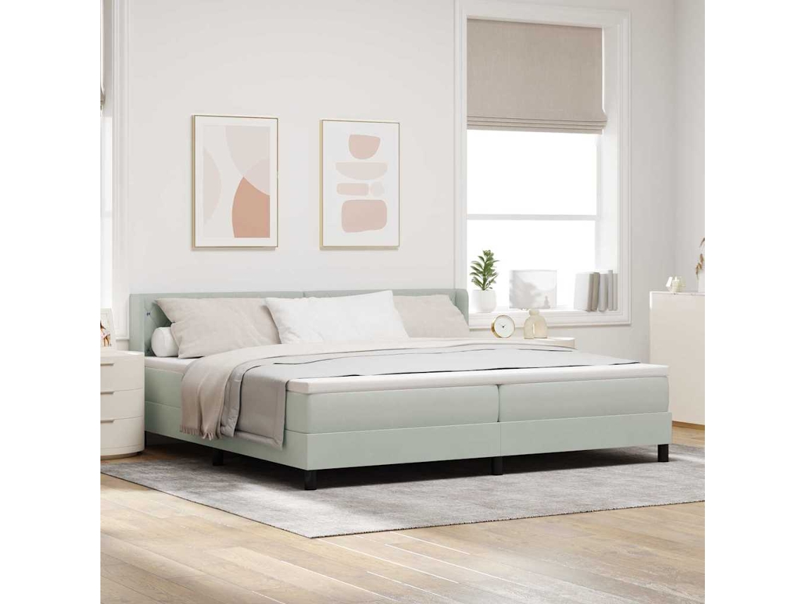 Vidaxl Cama Box Com Cabeceira Cinzento-claro 200 X 200 Cm Veludo
