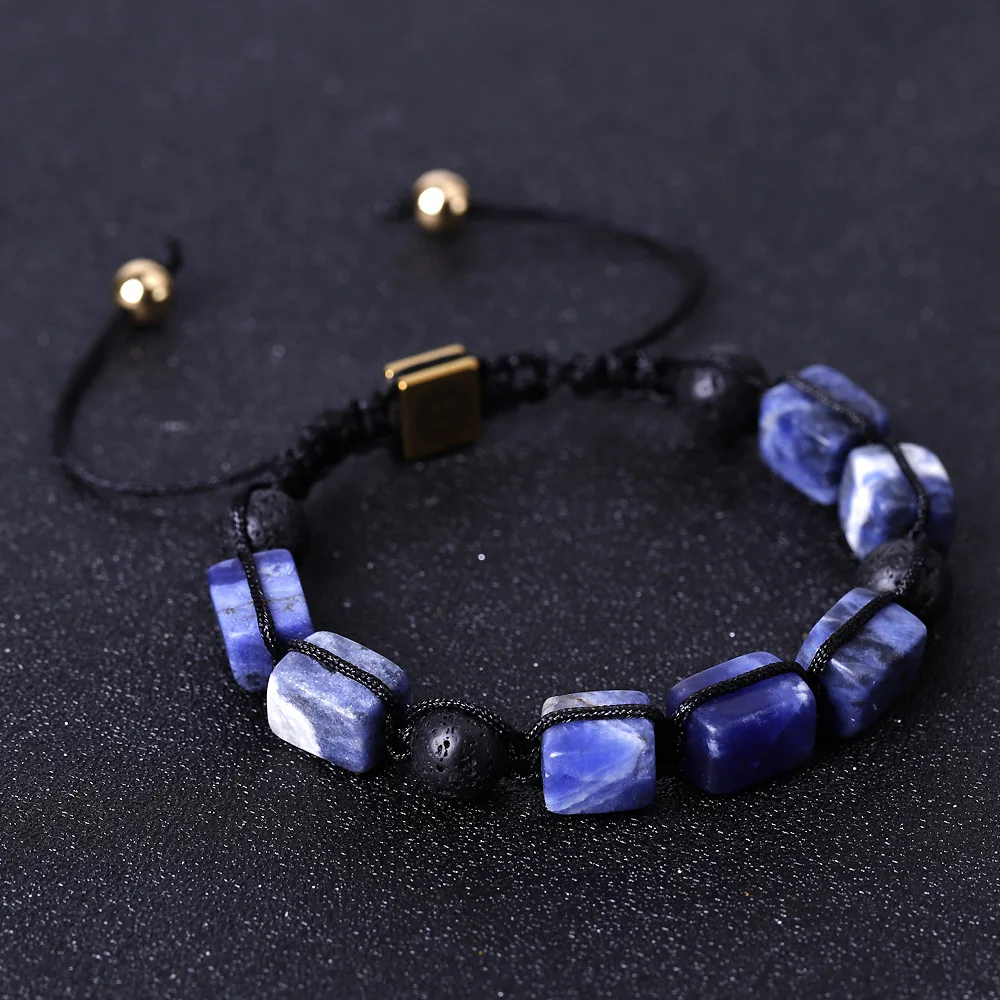 Pulseira De Yoga Árvore Da Vida Dos Sete Chakras (azurita), Feita À Mão Com Pedra De Lava Natural.