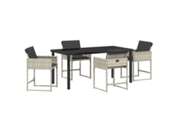 Conjunto De Jantar Para Jardim Com Almofadas Cinza Claro Em Rattan Pe Vidaxl Cinza Claro Vime Pe