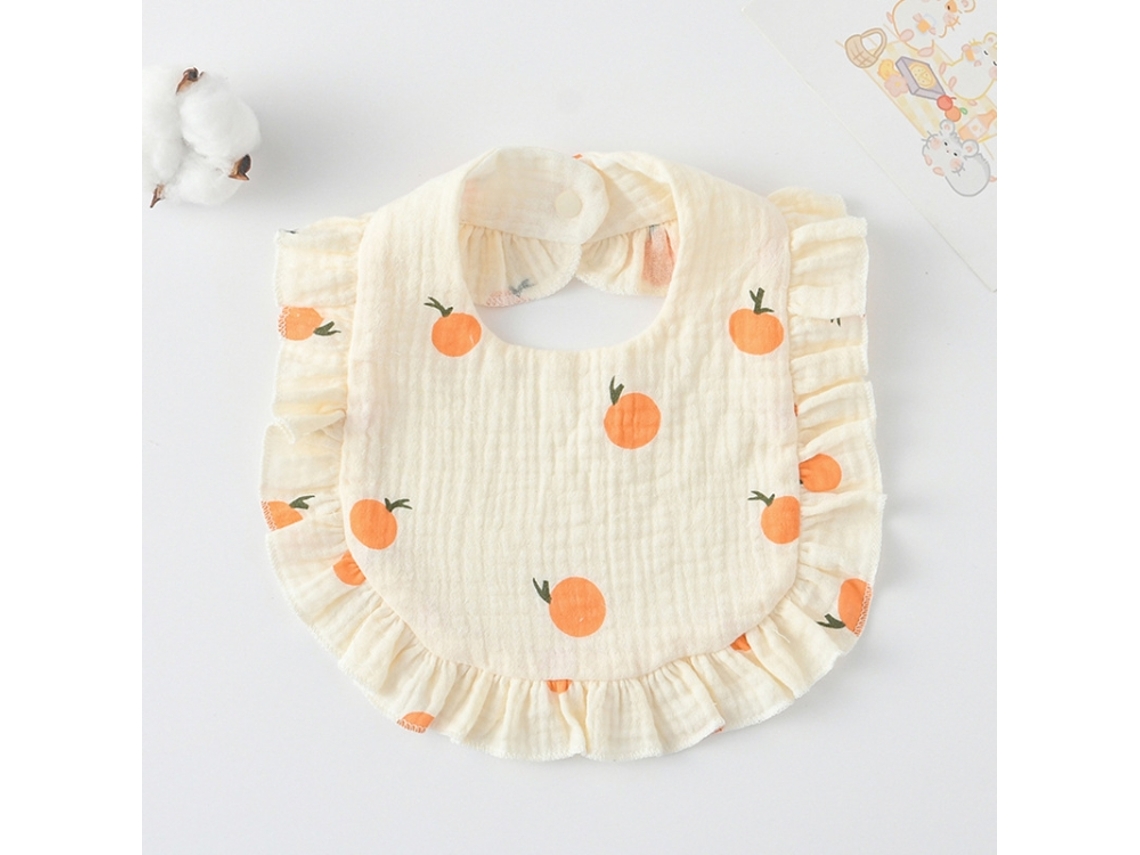 Babador Para Alimentação De Bebês Com Babados, Toalha De Saliva Para Bebês, Pano Macio De Algodão, Estilo: Amarelo Laranja