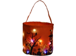 Cesta de Doces Halloween Nova Line, Luzes Led, Reutilizável, Laranja | S/MARCA