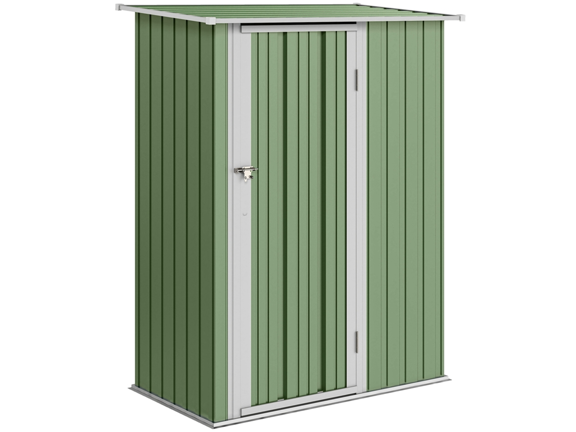 Galpão Jardim Metálico 1,07m² 142x84x189cm, Telhado Inclinado/porta Trancável, Verde