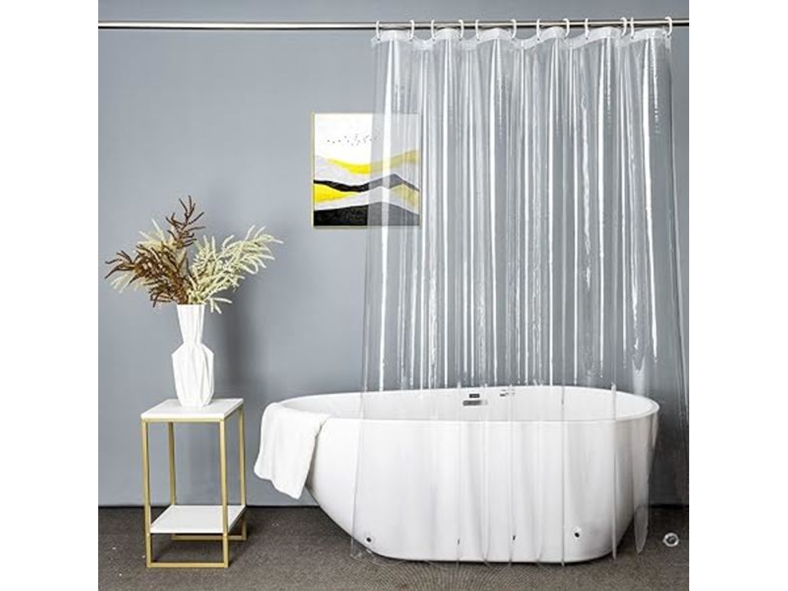 Cortina De Chuveiro Transparente Extra Longa, 180x200cm
