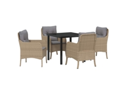 Maison Exclusive - Conjunto De Jantar Para Jardim Com Almofada 5 Pcs Bege Vime Pe