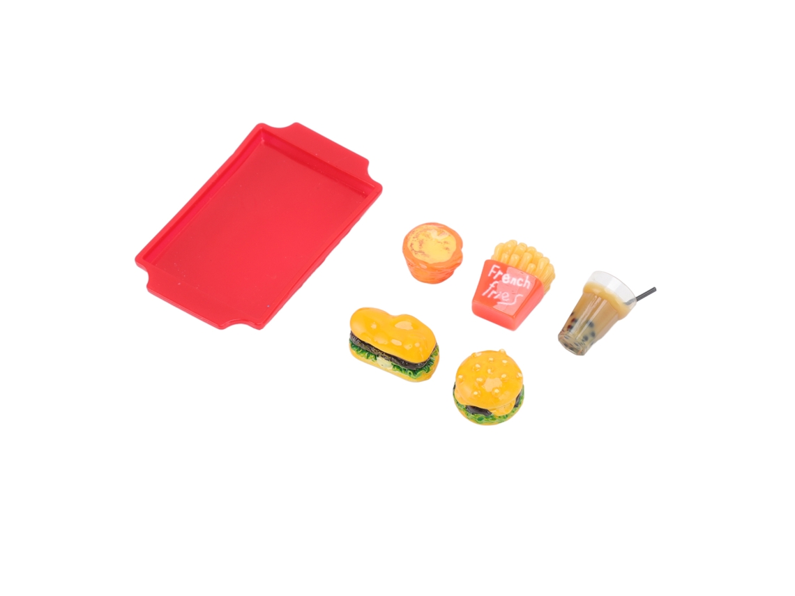 Mali conjunto Mini Hambúrguer Batatas Fritas 1/12 Resina para Casinha de Bonecas Acessórios de Comida