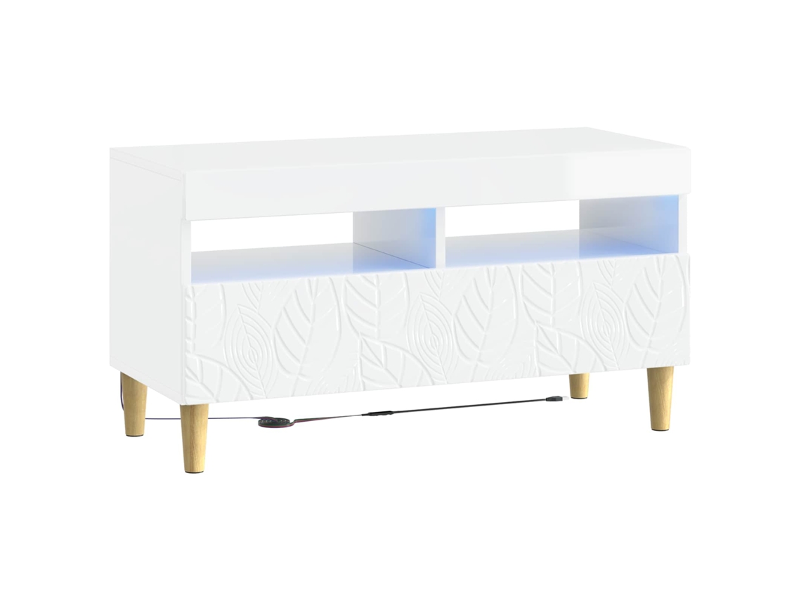 Vidaxl Gabinete De Tv Led Branco Brilhante Derivados De Madeira
