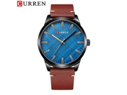 Relógio Masculino Elegante e Moderno com Mostrador Texturizado em Tecido, Movimento de Quartzo e Pulseira de Couro . MDUG (vermelho e Azul)