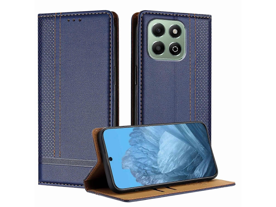 Capa Para Honor X6b 4g Com Padrão De Grade Em Forma De L, Capa De Couro Com Compartimentos Para Cartões