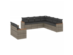 Conjunto de 9 Sofás para Jardim com Almofadas Vime Pe Cinza MAISON EXCLUSIVE (90x200 cm)