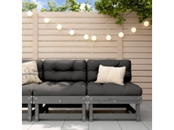 Vidaxl Sofás De Centro Para Jardim 2 Pcs Madeira Pinho Maciça Cinzento