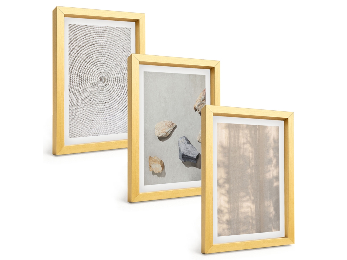 Um Conjunto De Imagens Decorativas Em Uma Molduratexturas Naturais Boho, Estruturas Moldura Dourada Pinturas De Quarto Espelharte (3 Peças 20x30 Cm)