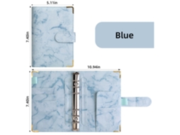 A6 Macaron Marble Grain Pu Leather Refillable Notebook Cover Blue Only