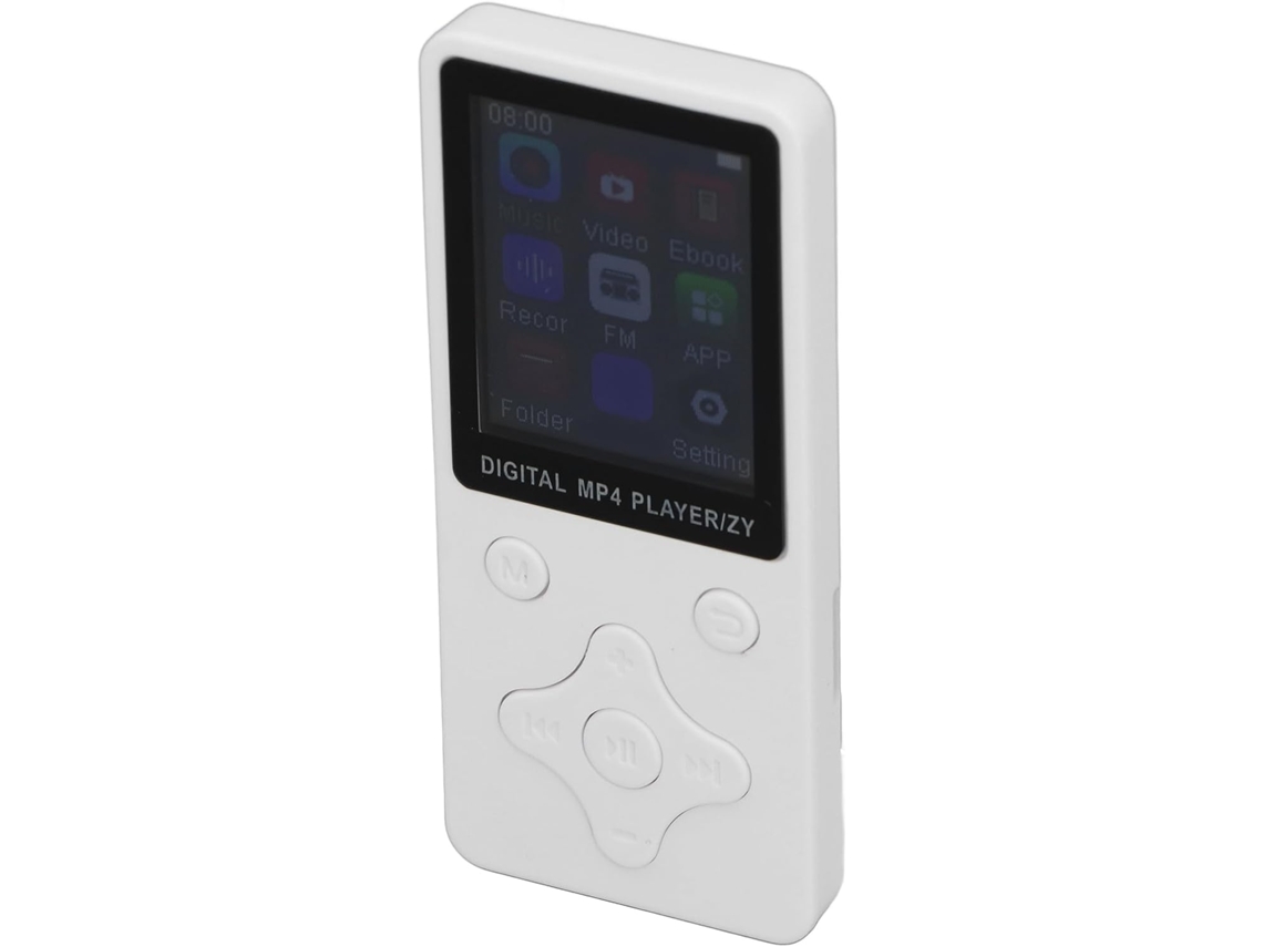 Reprodutor de MP3/MP4 de 64 GB com som HiFi Bluetooth para esportes e viagens, tela de 1,8 polegadas (branco)
